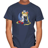 Crazy Moon Cat Lady - Miniature Mayhem - Mens T-Shirts RIPT Apparel Small / Navy