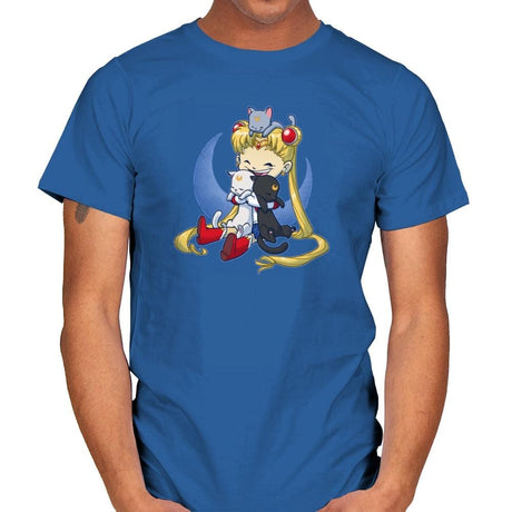 Crazy Moon Cat Lady - Miniature Mayhem - Mens T-Shirts RIPT Apparel Small / Royal