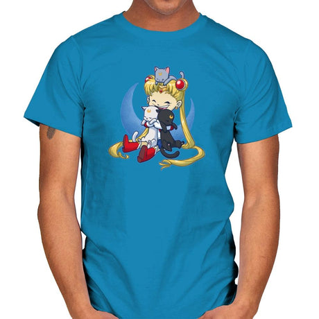 Crazy Moon Cat Lady - Miniature Mayhem - Mens T-Shirts RIPT Apparel Small / Sapphire