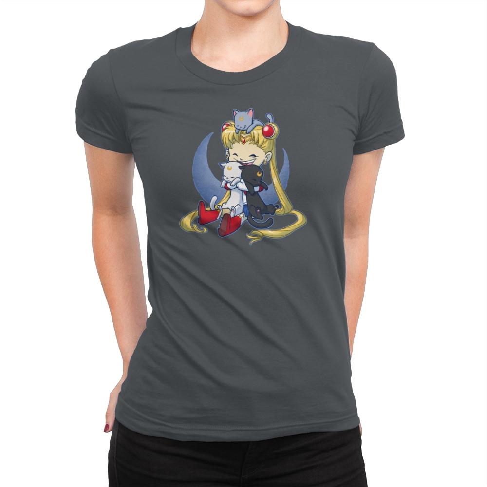 Crazy Moon Cat Lady - Miniature Mayhem - Womens Premium T-Shirts RIPT Apparel Small / Heavy Metal