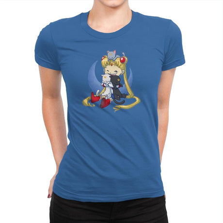 Crazy Moon Cat Lady - Miniature Mayhem - Womens Premium T-Shirts RIPT Apparel Small / Royal