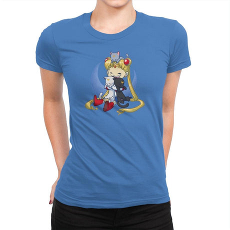 Crazy Moon Cat Lady - Miniature Mayhem - Womens Premium T-Shirts RIPT Apparel Small / Tahiti Blue