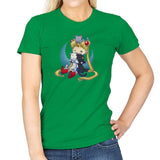 Crazy Moon Cat Lady - Miniature Mayhem - Womens T-Shirts RIPT Apparel Small / Irish Green