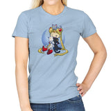 Crazy Moon Cat Lady - Miniature Mayhem - Womens T-Shirts RIPT Apparel Small / Light Blue