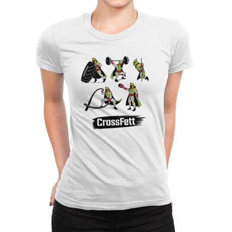 Cross Fett - Womens Premium T-Shirts RIPT Apparel Small / White