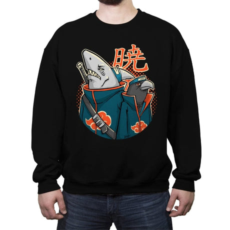 Crow and Shark - Crew Neck Sweatshirt Crew Neck Sweatshirt RIPT Apparel Small / Black