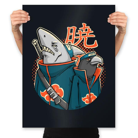 Crow and Shark - Prints Posters RIPT Apparel 18x24 / Black