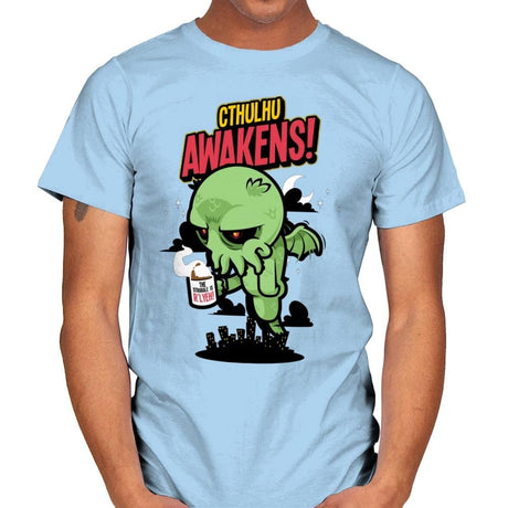 Cthulhu Awakens Again - Mens T-Shirts RIPT Apparel Small / Light Blue