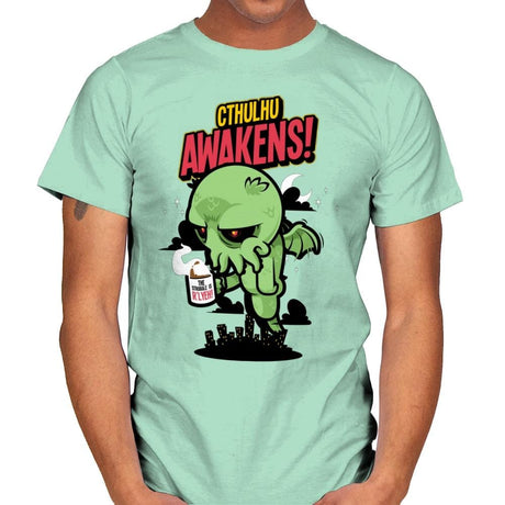 Cthulhu Awakens Again - Mens T-Shirts RIPT Apparel Small / Mint Green