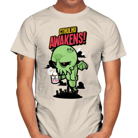 Cthulhu Awakens Again - Mens T-Shirts RIPT Apparel Small / Natural