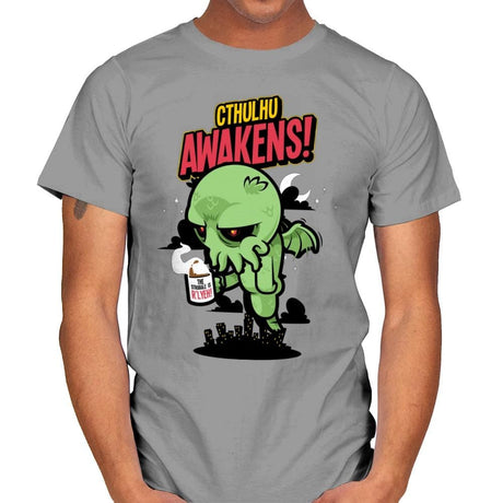 Cthulhu Awakens Again - Mens T-Shirts RIPT Apparel Small / Sport Grey