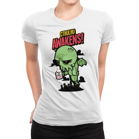 Cthulhu Awakens Again - Womens Premium T-Shirts RIPT Apparel Small / White