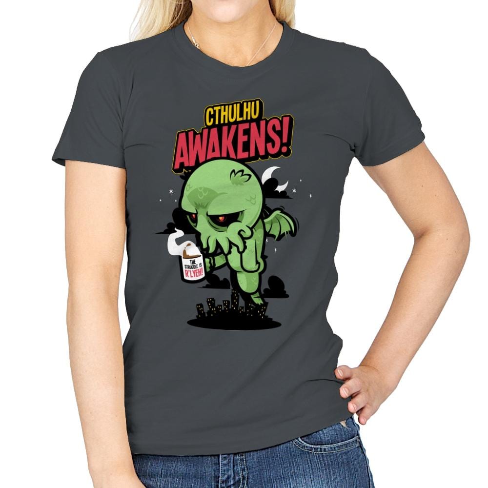 Cthulhu Awakens Again - Womens T-Shirts RIPT Apparel Small / Charcoal