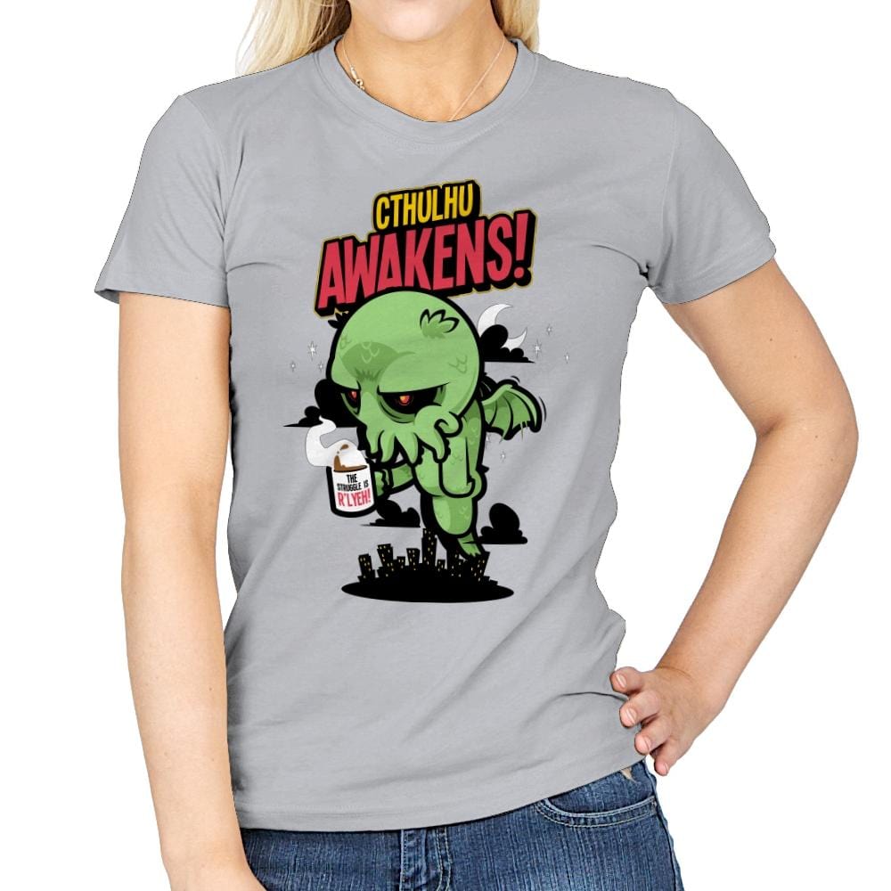 Cthulhu Awakens Again - Womens T-Shirts RIPT Apparel Small / Sport Grey