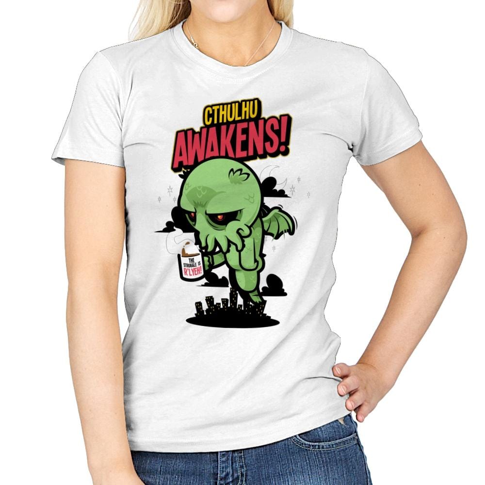 Cthulhu Awakens Again - Womens T-Shirts RIPT Apparel Small / White