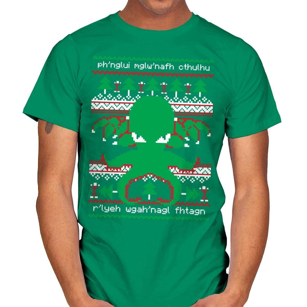 Cthulhu Cultist Christmas - Mens T-Shirts RIPT Apparel Small / Kelly