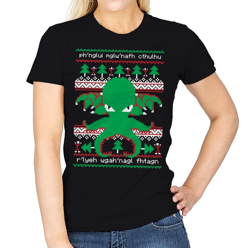 Cthulhu Cultist Christmas - Womens T-Shirts RIPT Apparel Small / Black