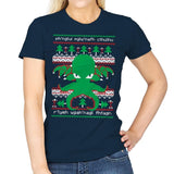 Cthulhu Cultist Christmas - Womens T-Shirts RIPT Apparel Small / Navy