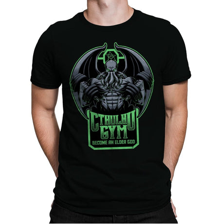 Cthulhu Gym - Muscular Bodybuilder Monster - Mens Premium T-Shirts RIPT Apparel Small / Black