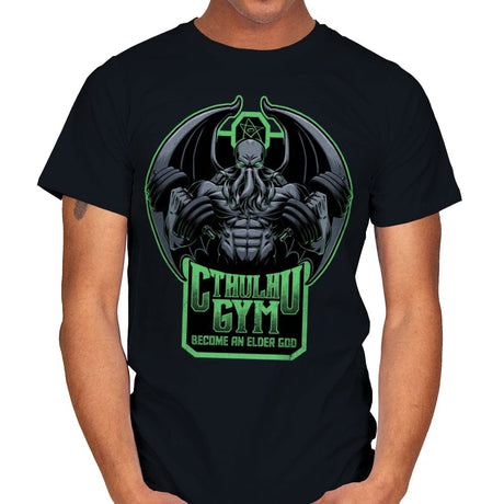 Cthulhu Gym - Muscular Bodybuilder Monster - Mens T-Shirts RIPT Apparel Small / Black