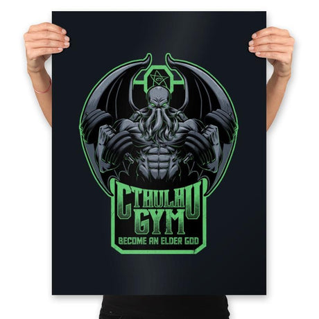 Cthulhu Gym - Muscular Bodybuilder Monster - Prints Posters RIPT Apparel 18x24 / Black
