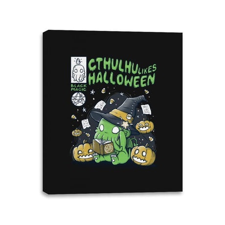 Cthulhu Likes Halloween - Anytime - Canvas Wraps Canvas Wraps RIPT Apparel 11x14 / Black