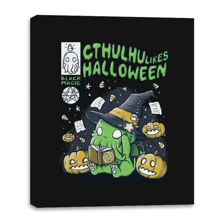 Cthulhu Likes Halloween - Anytime - Canvas Wraps Canvas Wraps RIPT Apparel 16x20 / Black