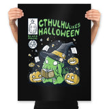 Cthulhu Likes Halloween - Anytime - Prints Posters RIPT Apparel 18x24 / Black