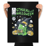 Cthulhu Likes Halloween - Anytime - Prints Posters RIPT Apparel 18x24 / Black