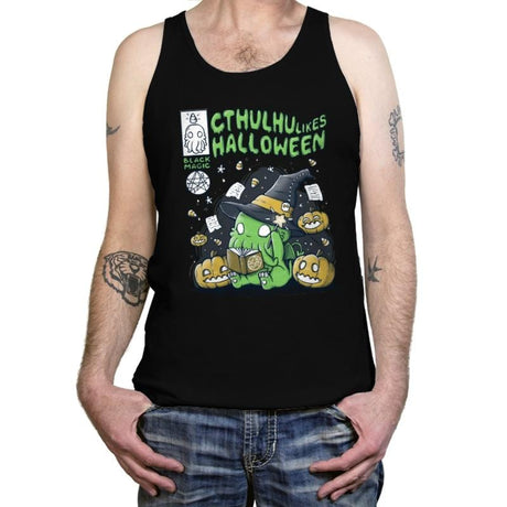 Cthulhu Likes Halloween - Anytime - Tanktop Tanktop RIPT Apparel X-Small / Black