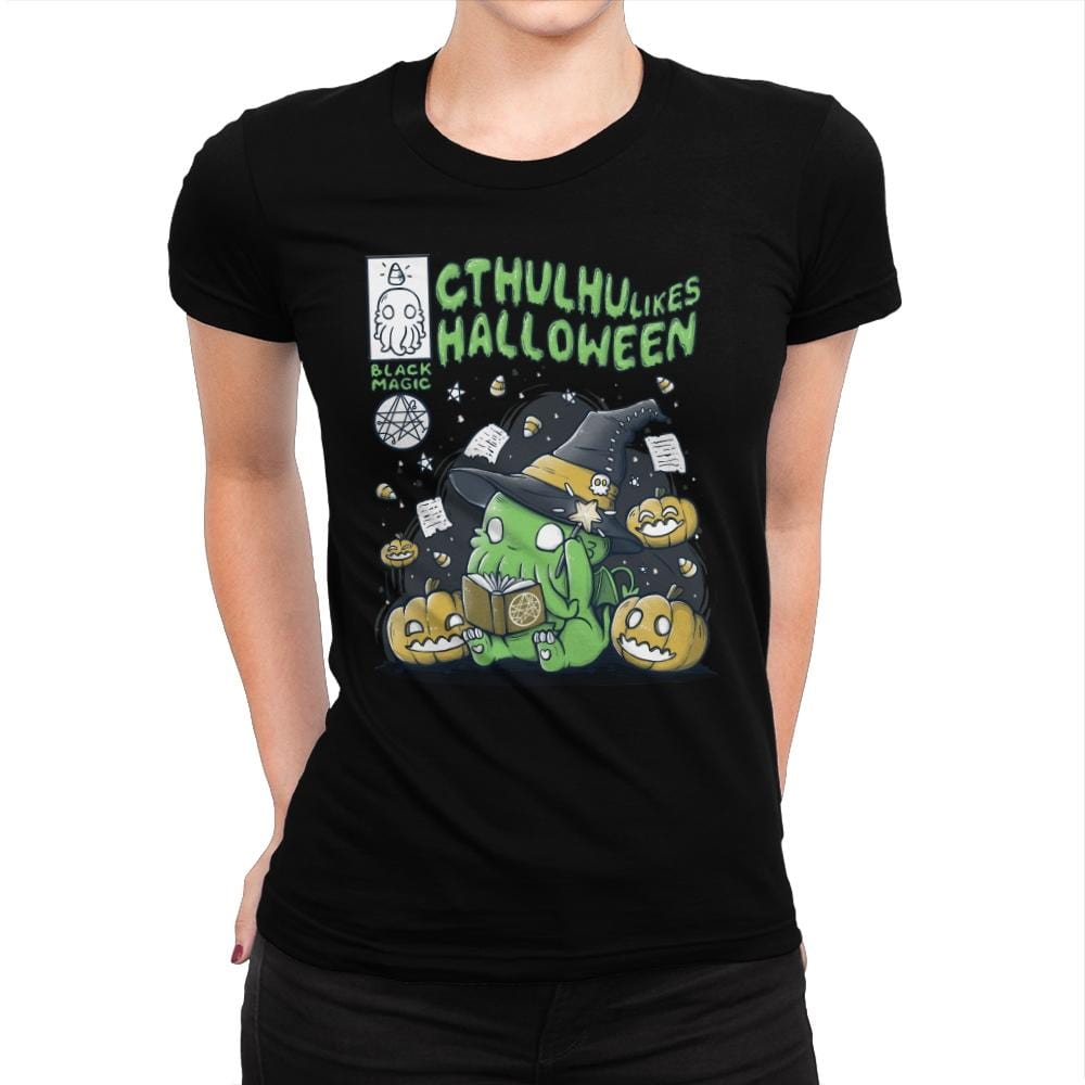 Cthulhu Likes Halloween - Anytime - Womens Premium T-Shirts RIPT Apparel Small / Indigo