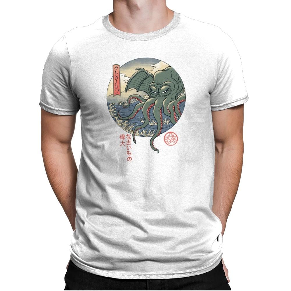 Cthulhu Ukiyo-e - Mens Premium T-Shirts RIPT Apparel Small / White