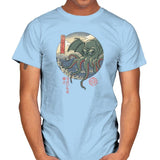 Cthulhu Ukiyo-e - Mens T-Shirts RIPT Apparel Small / Light Blue