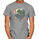 Cthulhu Ukiyo-e - Mens T-Shirts RIPT Apparel Small / Sport Grey