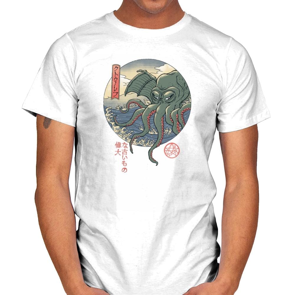 Cthulhu Ukiyo-e - Mens T-Shirts RIPT Apparel Small / White