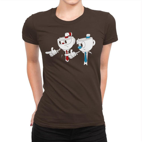 Cup Fiction Exclusive - Best Seller - Womens Premium T-Shirts RIPT Apparel Small / Dark Chocolate