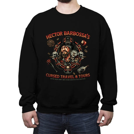 Cursed Travel and Tours - Crew Neck Sweatshirt Crew Neck Sweatshirt RIPT Apparel Small / Black