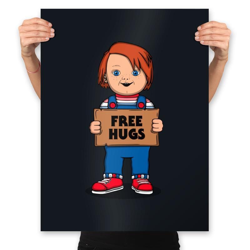 Cute Free Hugs - Prints Posters RIPT Apparel 18x24 / Black