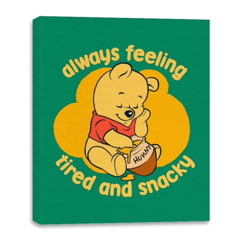 Cute Tired Snacky Bear - Canvas Wraps Canvas Wraps RIPT Apparel 16x20 / Kelly