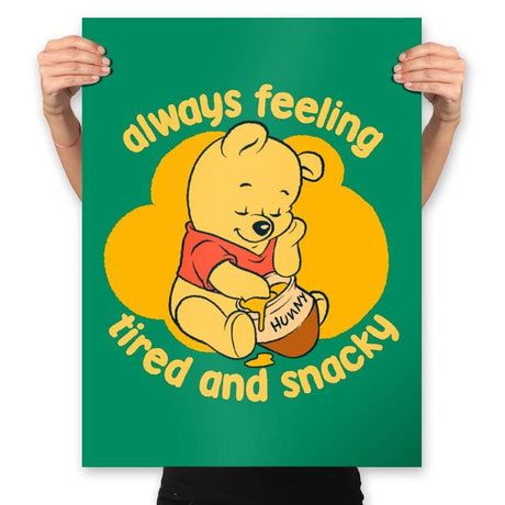 Cute Tired Snacky Bear - Prints Posters RIPT Apparel 18x24 / Kelly
