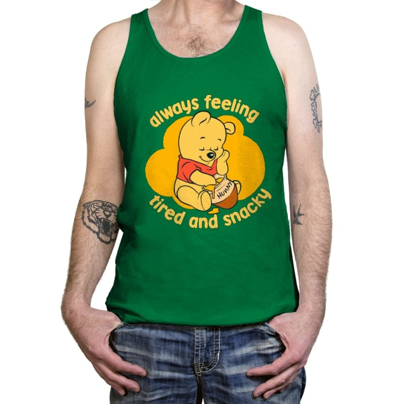 Cute Tired Snacky Bear - Tanktop Tanktop RIPT Apparel X-Small / Kelly