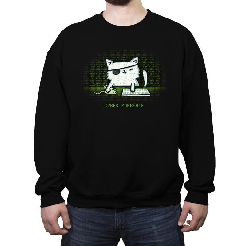 Cyber Puurate - Crew Neck Sweatshirt Crew Neck Sweatshirt RIPT Apparel Small / Black