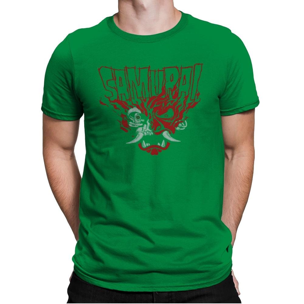 Cyber Samurai - Mens Premium T-Shirts RIPT Apparel Small / Kelly Green