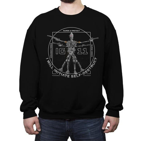 Da Vinci Droid - Crew Neck Sweatshirt Crew Neck Sweatshirt RIPT Apparel Small / Black