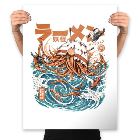 Dark Great Ramen off Kanagawa - Prints Posters RIPT Apparel 18x24 / White
