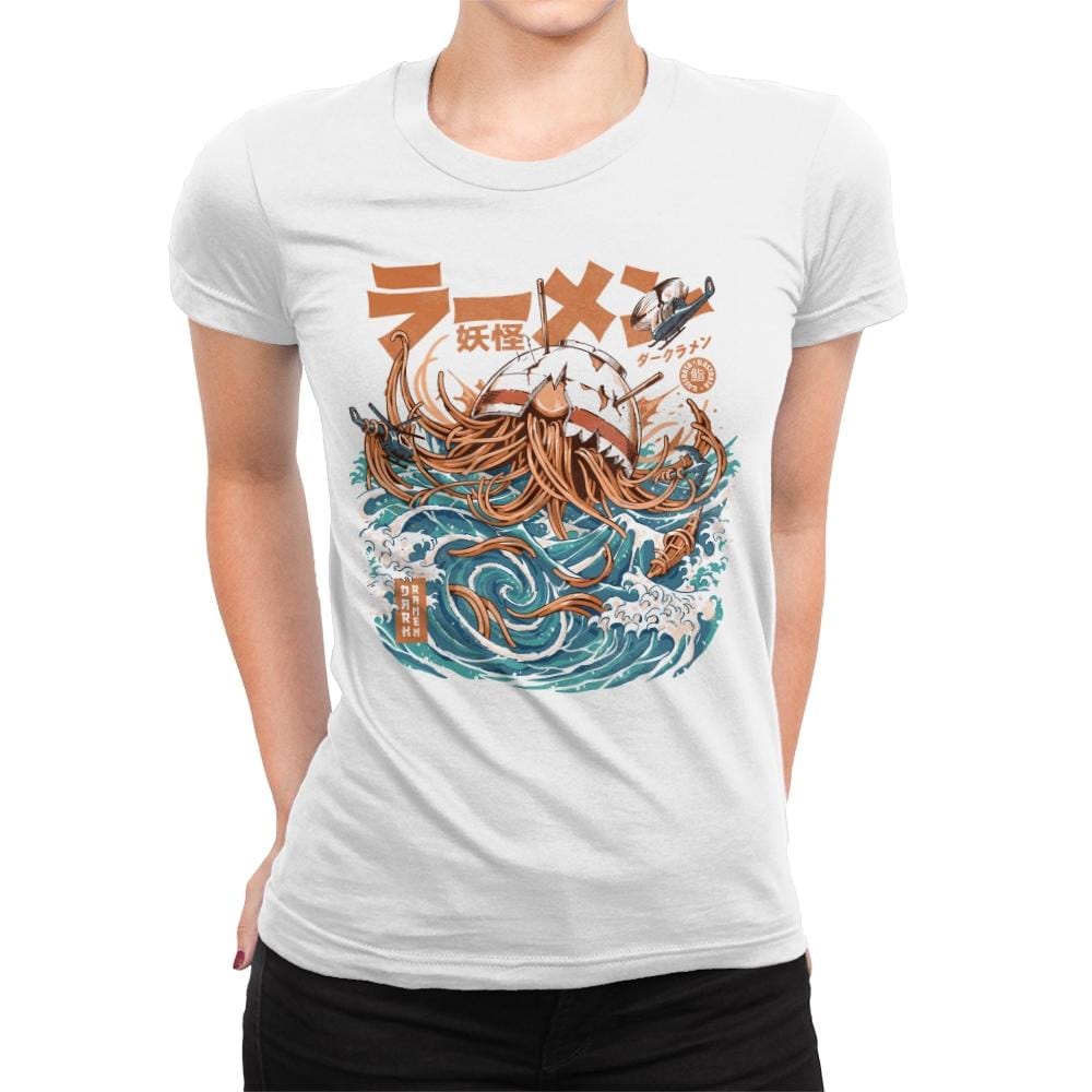 Dark Great Ramen off Kanagawa - Womens Premium T-Shirts RIPT Apparel Small / White