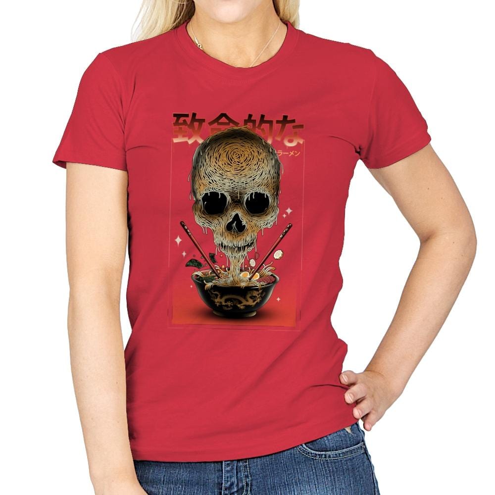 Deadly Ramen - Womens T-Shirts RIPT Apparel Small / Red