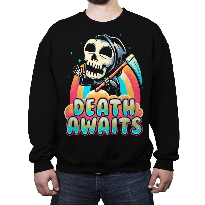 Death Awaits - Crew Neck Sweatshirt Crew Neck Sweatshirt RIPT Apparel Small / Black