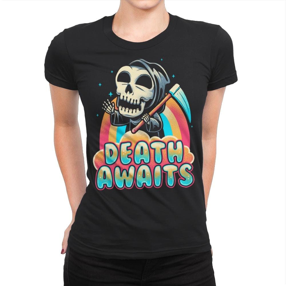 Death Awaits - Womens Premium T-Shirts RIPT Apparel Small / Black