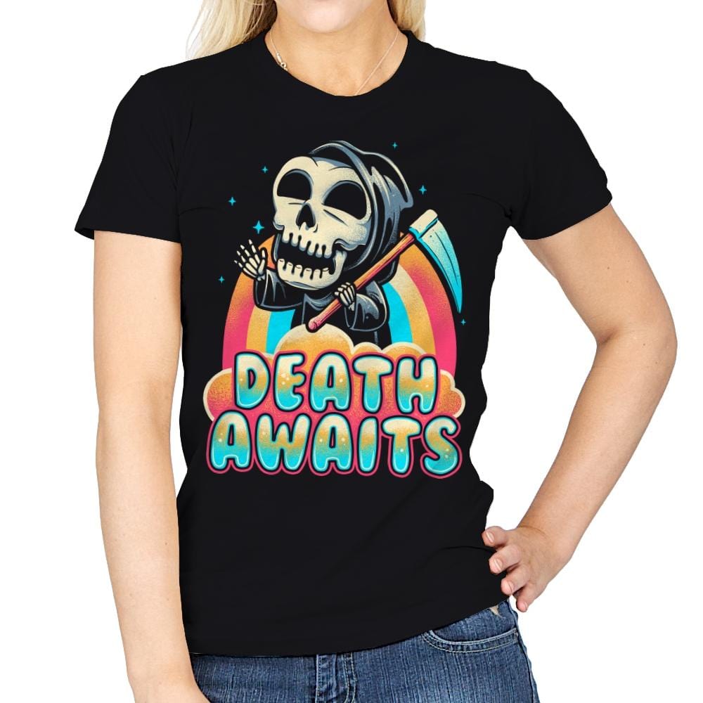 Death Awaits - Womens T-Shirts RIPT Apparel Small / Black